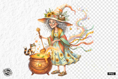 Whimsical Summer Witch Clipart Product Image 1