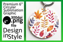 Vibrant Watercolor Autumn Round Design Keychain Product Image 1