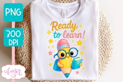 Cute back to school shirt PNG, Ready to learn sublimation Product Image 4