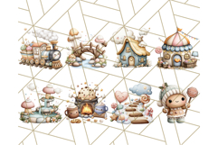 Cozy Cookie Village Clipart, Gingerbread Holiday PNG Product Image 4