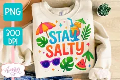 Summer T-shirt sublimation design, Stay Salty sublimation Product Image 2