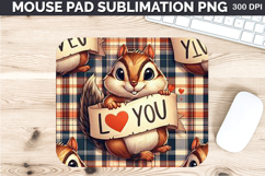 Watercolor Squirrel Mouse Pad Sublimation - Valentines PNG Product Image 1