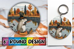 Fall Boho Animal Round Design Halloween PNG Keychain Product Image 1