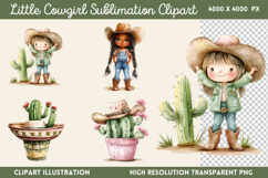 Little Cowgirl Clipart Sublimation PNG Product Image 1