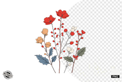 Christmas Doodle Wildflowers Clipart Product Image 1