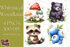 Whimsical Woodland Animals and Nature PNG, Forest Animals Product Image 1
