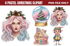 Pastel Christmas Sublimation Clipart PNG Product Image 1