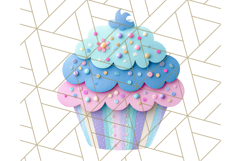 Paper Cupcake Clipart Layered Paper Scrapbook Collage Png Product Image 4