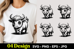 Fluffy Bull Cartoon SVG PNG Product Image 1