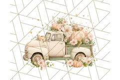 Vintage Truck Pumpkin and Fall Flowers PNG Clipart, Autumn Product Image 4