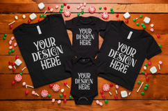 Christmas Family Matching Flat Lay T-Shirt Mockups Product Image 1