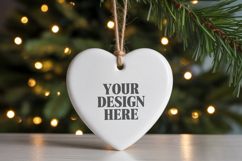 Christmas Love Heart Ornament Mockup | Holiday Hanging Product Image 1