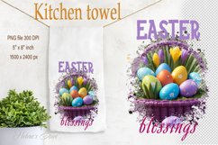 Easter blessings kitchen tea towel | Easter eggs sublimation Product Image 1
