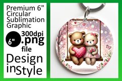 Elegant Circle Design Keychain Artwork , Valentine Bear Product Image 1
