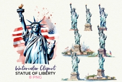 Statue of Liberty PNG 4th of July Watercolor Clipart Product Image 1