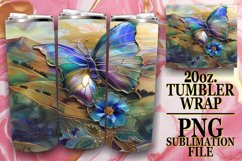 20oz Tumbler Wrap: Spring Glitter Butterfly Design Product Image 1