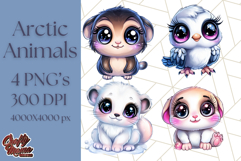Arctic Animals Kawaii Clipart PNG, Cute Polar Creatures Art Product Image 1