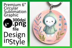 Chic Keychain Circle Design Template , Cute Ghost Product Image 1