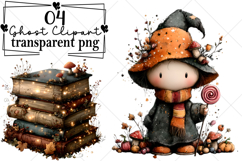 Whimsical Halloween Ghost Clipart Watercolor PNG Product Image 1