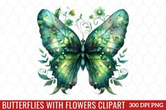 Butterflies With Flowers Clipart Product Image 1
