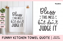 Funny Dish/Kitchen Towel Quote SVG | Bless This Mess Product Image 1