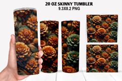 3D Flower Skinny Tumbler 20oz Wrap Design,Flowers Tumble PNG Product Image 1