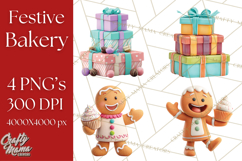 Cozy Christmas Bakery Gingerbread Clip Art PNG Festive Mini Product Image 1