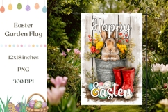 Happy Easter Garden Flag, Floral Easter Basket PNG Product Image 1