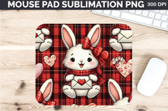 Watercolor Bunny Mouse Pad Sublimation - Valentines PNG Product Image 1