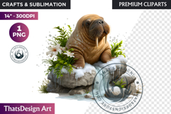 Walrus Watercolor Arctic Winter Animal Clipart Wildlife Product Image 1