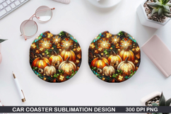 Pumpkin Car Coaster Sublimation| Halloween Coaster PNG Product Image 1