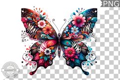 Vibrant Floral Butterfly Sublimation - Clipart PNG Design Product Image 1