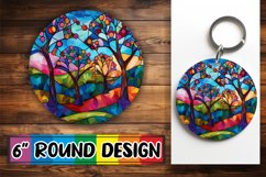 PNG Stained Glass Tree Round Design Sublimation Product Image 1