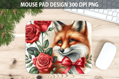 Watercolor Foxes Mouse Pad Sublimation - Valentines PNG Product Image 1