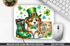 Dog Mouse Pad Sublimation, St. Patrick&#039;s Mouse Pad PNG Product Image 1