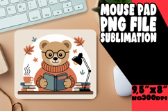 Cheerful Mouse Mat Sublimation PNG, Cute Bear Product Image 1