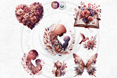 Romantic Rose gold and Plum floral arrangements Clipart PNG Product Image 8