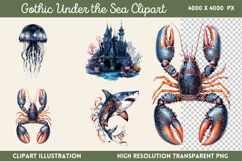 Gothic Under the Sea Clipart PNG Product Image 1