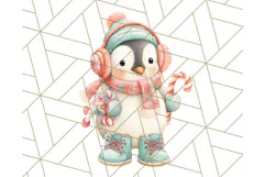 Coral and Aqua Christmas Clipart PNG, Pastel Holiday Art Product Image 4
