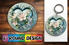 Playful Circle Car Coaster Sublimation, 3D Heart Product Image 1