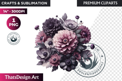 Dark flowers, wedding Florals PNG, Dark Romance Clipart Product Image 1