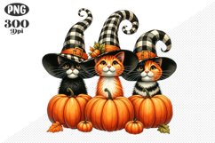 Halloween Cat And Pumpkin Sublimation - Clipart PNG Design Product Image 1