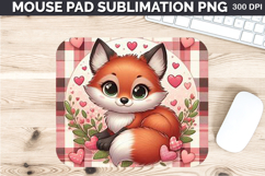 Watercolor Foxes Mouse Pad Sublimation - Valentines PNG Product Image 1