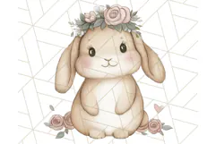 Spring Bunnies PNG Watercolor Bunny Clipart, Pastel Easter Product Image 4