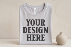 White Folded Bella Canvas 3001 Flat Lay T-Shirt Mockup Product Image 1
