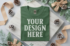 Gildan 5000 Irish Green Folded Christmas Mockup, G5000 mock Product Image 1