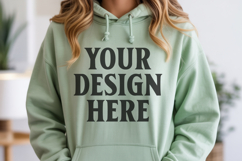 Mint Gildan 18500 Hoodie Sweatshirt Mockup, Unisex Hoodie Product Image 1
