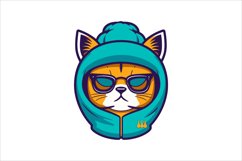 Cat with hoodie Mascot Sublimation Vector Product Image 1