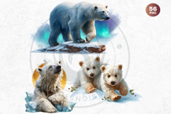 Watercolor Polar Bears Arctic Wildlife Illustration Set Product Image 13