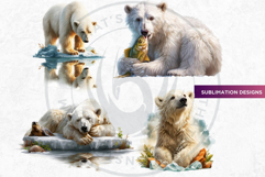 Watercolor Polar Bears Arctic Wildlife Illustration Set Product Image 5